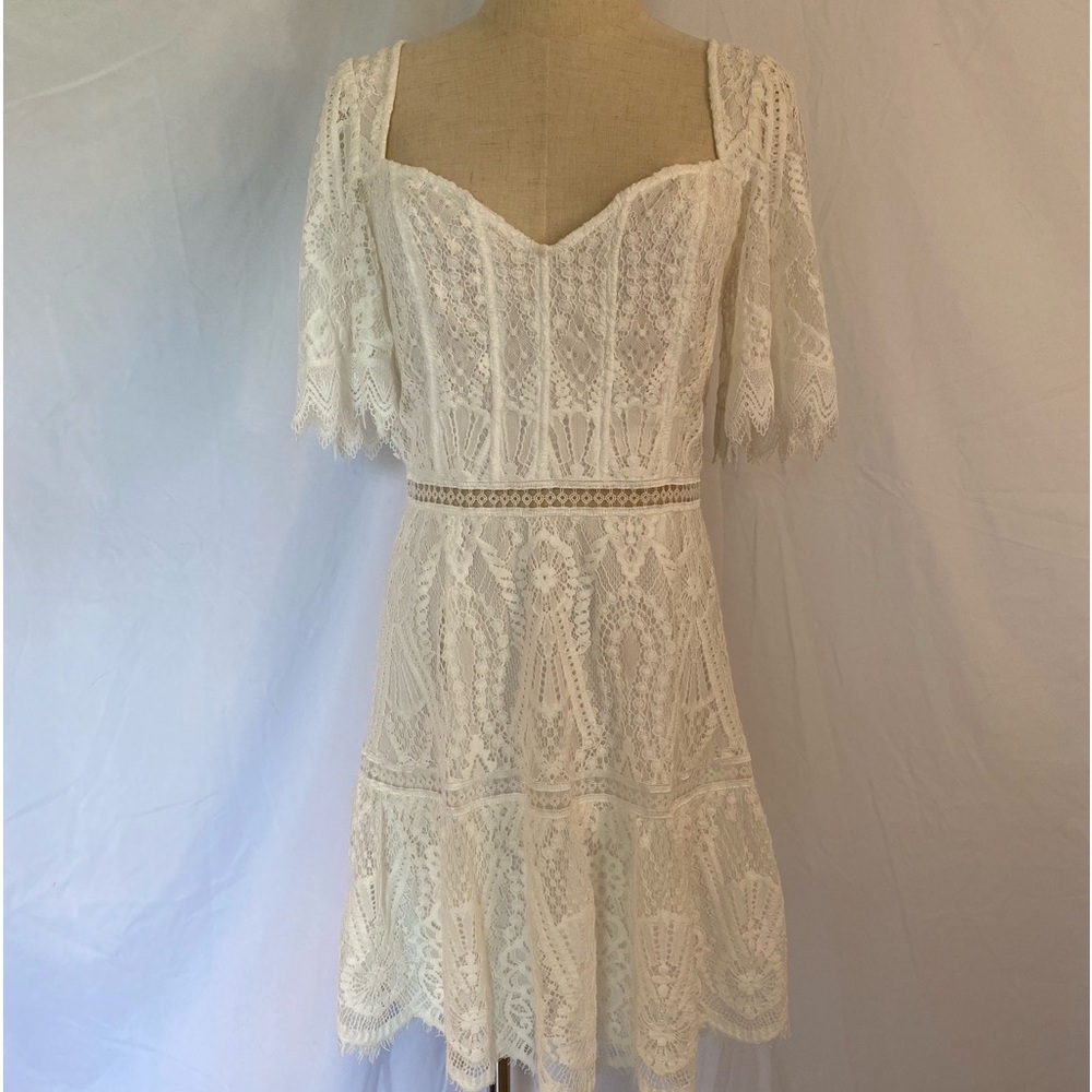 Saylor Zuzanna White Lace Mini Dress